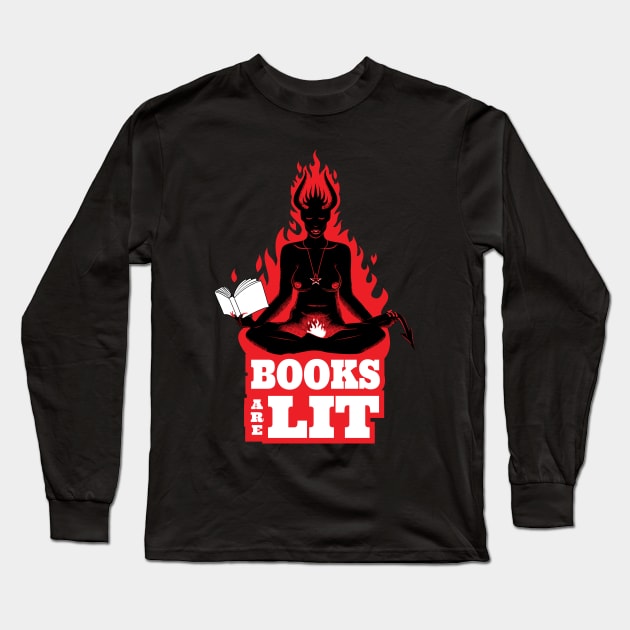 Books Are Lit Sexy Demon Long Sleeve T-Shirt by atomguy